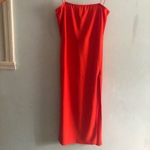 Boohoo Strappy Square Neck Thigh Split Midi Dress